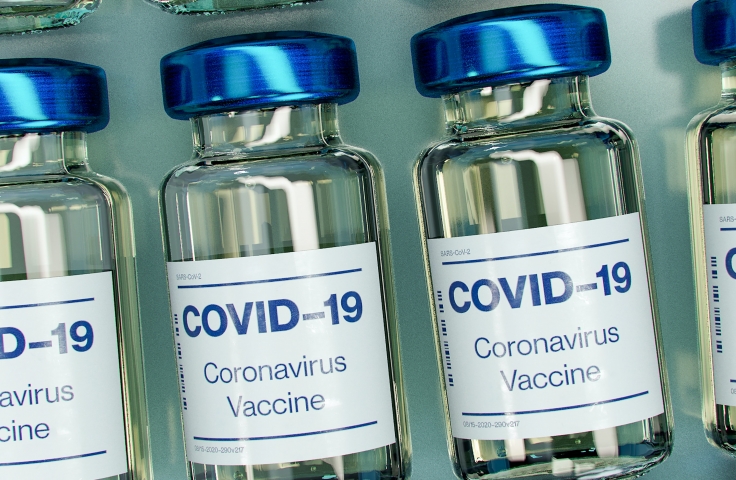 Bottles with COVID-19 vaccine