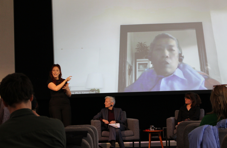 Dr Antoni Tsaputra on screen at the event 